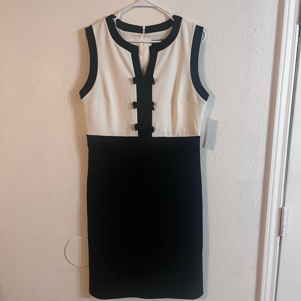 Elegant Black and White Sleeveless Dress